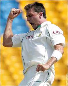 Dale Steyn celebrates on the first morning